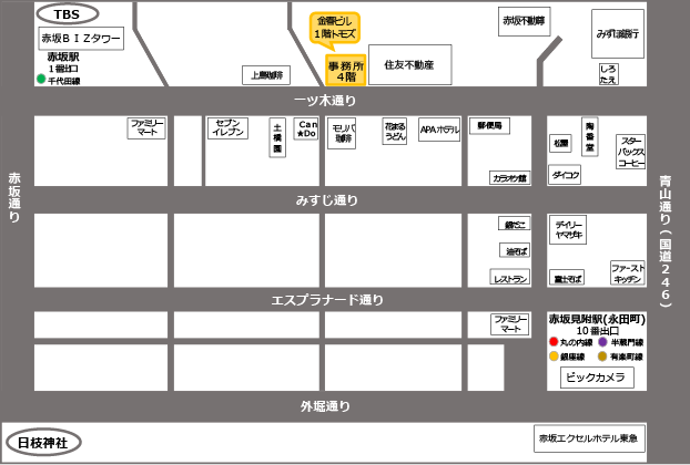 赤坂一ツ木法律事務所地図